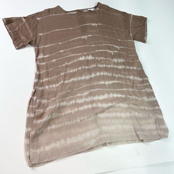Pure Jill Tunic Women's Medium Silk Blend Ombre Tie Dye Stripes Short Sleeve - Picture 1 of 10
